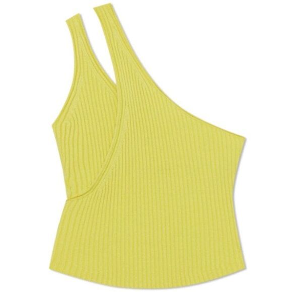 Jonathan Simkhai NWT Lemoncello Ribbed Single Shoulder Jenni Tank Size L - Picture 1 of 5